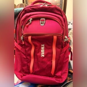 Thule Backpack – Pink/Red | Padded Laptop Sleeve & Multiple Compartments